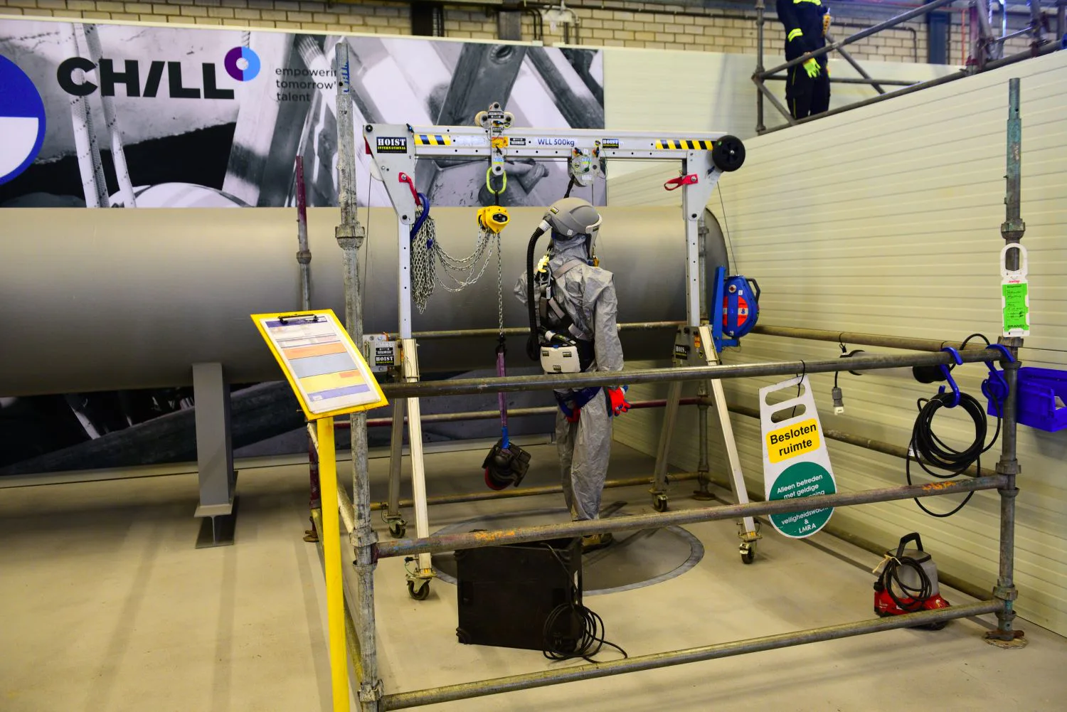 Uiteenlopende werksituaties zijn gesimuleerd in de trainingshal. Foto: Rob Jastrzebski
